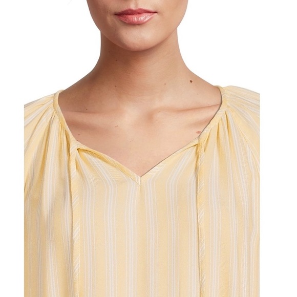 TIME AND TRUE Yellow Woven Peplum long sleeve Blouse/Top Size L (12-14) - Picture 4 of 14